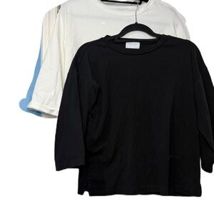 Recollection Women’s l/xl Classic Black & White cropped Shirt bundle